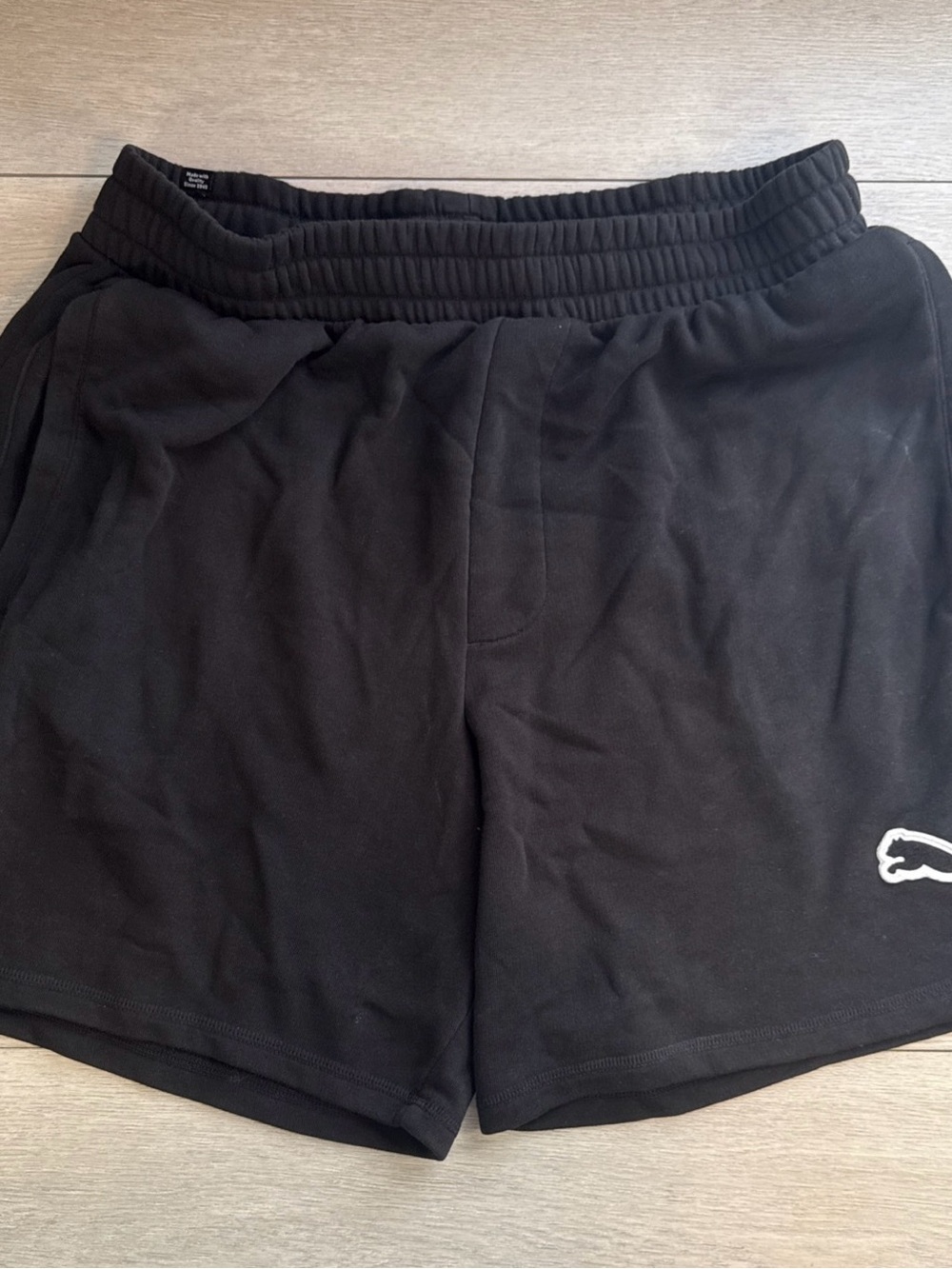 Puma Men's Black Athletic Shorts with White Logo